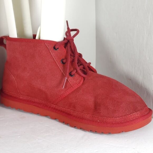 UGG Men's Neumel US 10 Red Suede Sheepskin Lined Ankle Chukka Boots Shoes - Picture 8 of 15